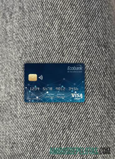 República Centro-Africana Ecobank Bank Visa Card Photolook Front amostra